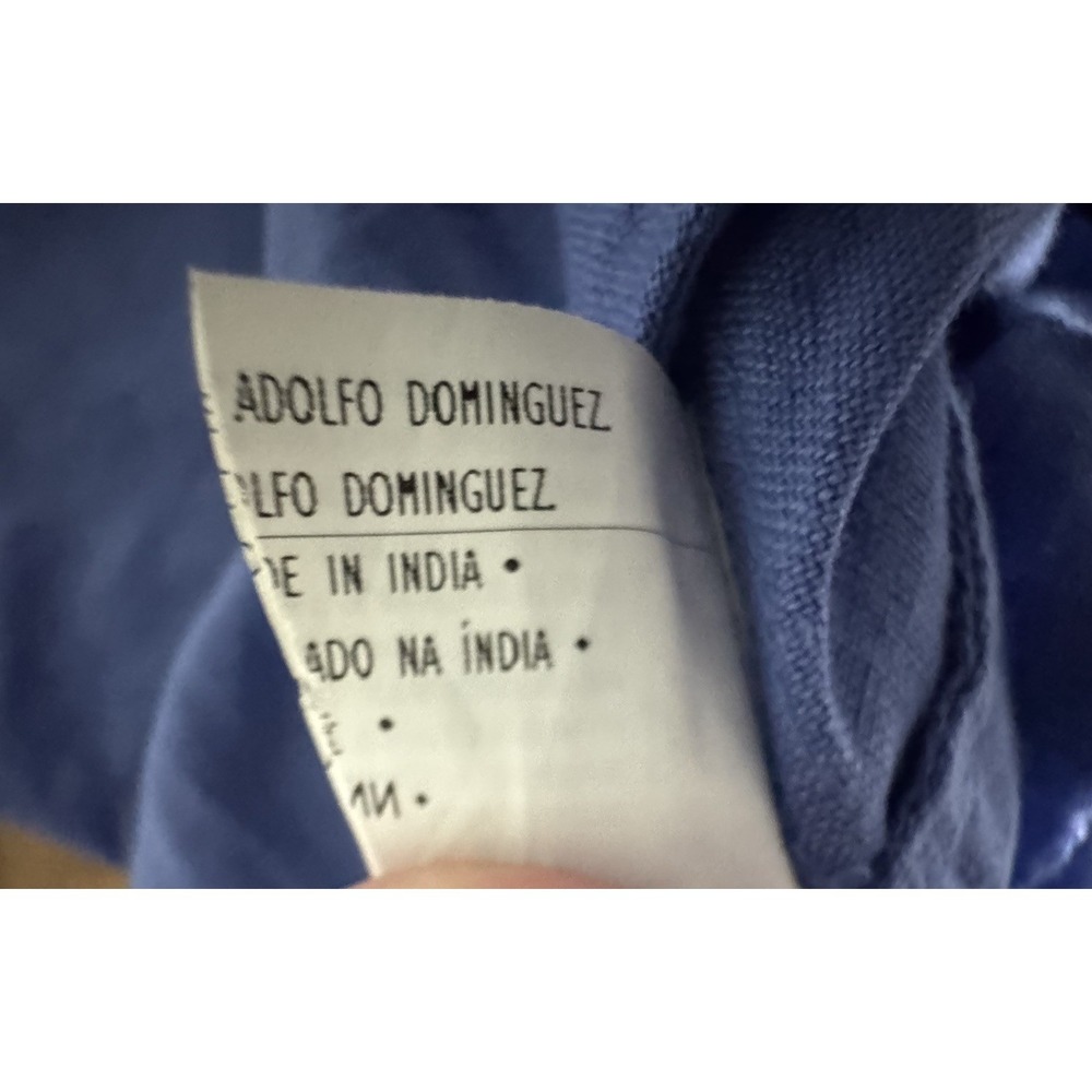 Adolfo Dominguez XL 100% Linen Wrap Jumpsuit Blue Wide Leg Tie Waist India Made - Picture 4 of 15